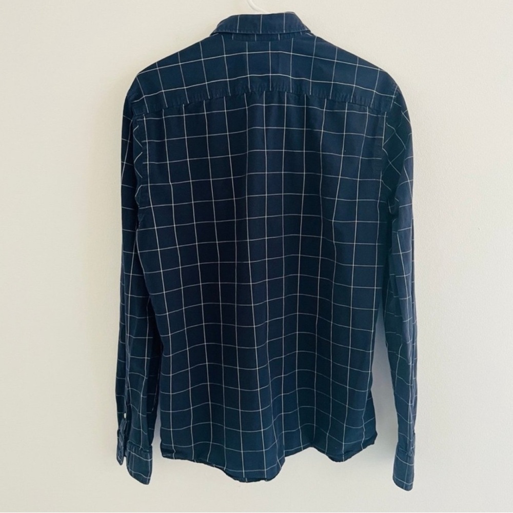 Scotch & Soda Blue Navy Graph Checkered Cotton Collared Button Down Large - Picture 6 of 6